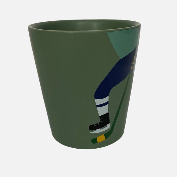 Indigo Mug Hit the Ice Coffee Tea Hockey Green Ceramic EUC - Picture 4 of 9